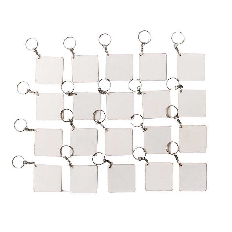 IVEI DIY MDF Key Chains with Primer - Wooden Sheet Craft - Set of 20, 2 in X 2 in for Decoupage, Resin Art Work & Decoration - Image 4