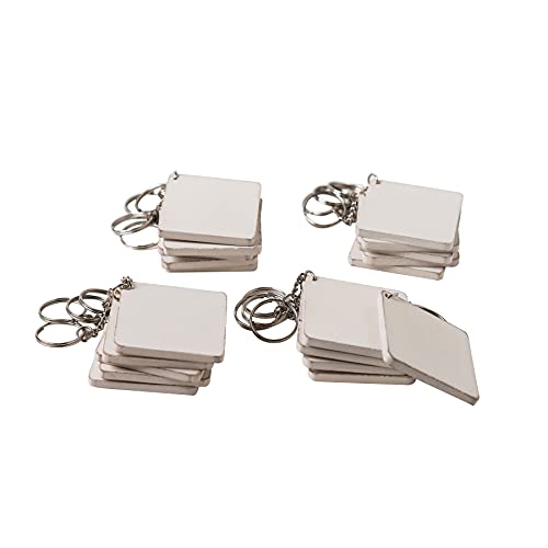 IVEI DIY MDF Key Chains with Primer - Wooden Sheet Craft - Set of 20, 2 in X 2 in for Decoupage, Resin Art Work & Decoration - Image 2