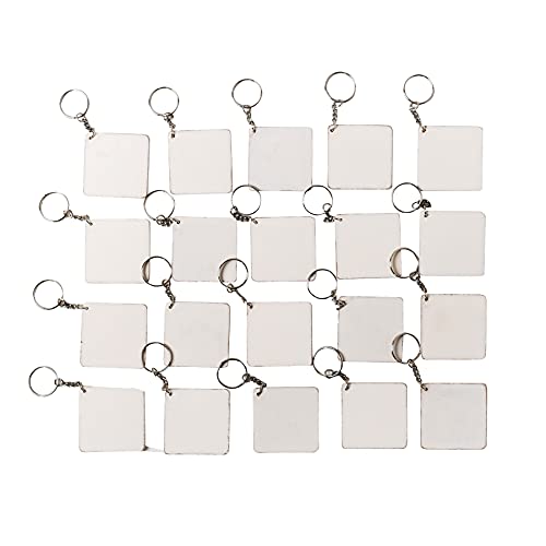 IVEI DIY MDF Key Chains with Primer - Wooden Sheet Craft - Set of 20, 2 in X 2 in for Decoupage, Resin Art Work & Decoration - Image 1