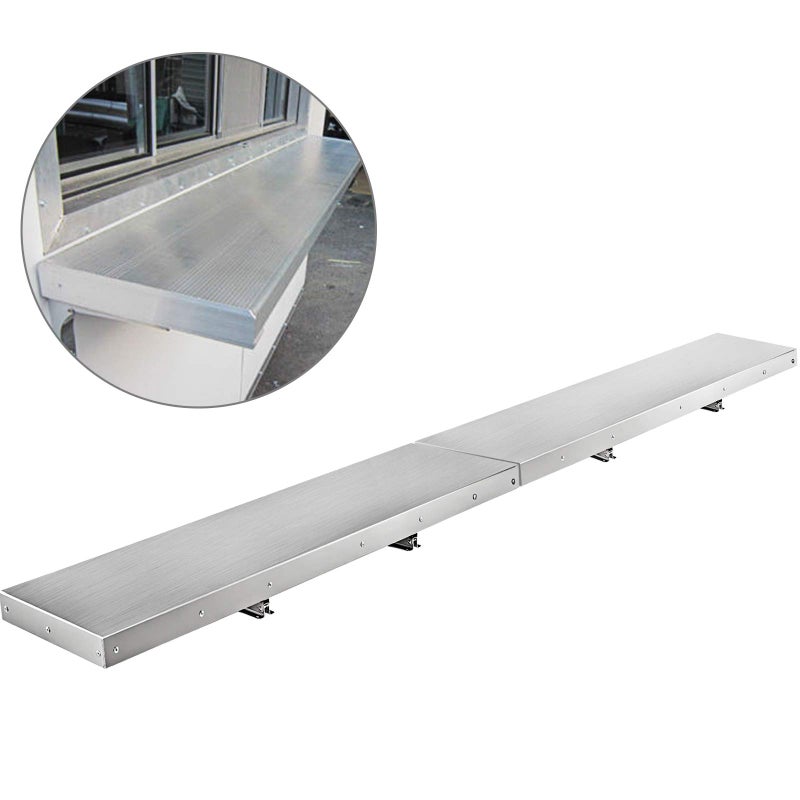 Happybuy Vevor Concession Shelf 96L x 12W Inch Stainless Steel Drop Down Folding Serving Food Shelf Stand Serving for Concession Trailer Serving Window  Home  Kitchen