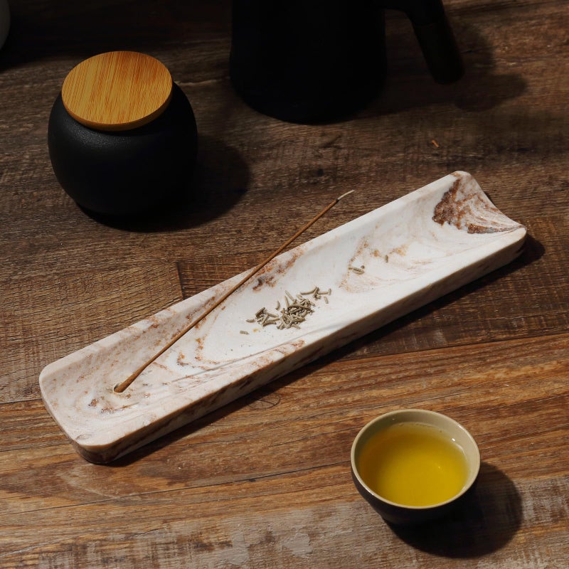 Koville Marble Incense Holder, Incense Holder for Sticks, Incense Sticks Holder Ash Catcher for Meditation Yoga SPA, Natural Stone Incense Burner, Home Table Decor - Image 5