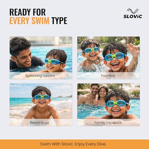 SLOVIC Swimming Goggles for Kids 10-14 Years with Silicon Nose Bridge | Accessories for Kids | Anti-Fog & UV Protected Goggles for Kid | Swimming Glasses for Kid with Adjustable Straps | Blue - Image 5