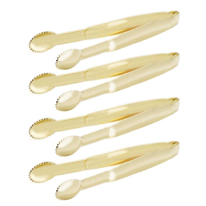 MINI SERVING TONGS 5 INCHES APPETIZER TONGS SET OF 4 GOLD