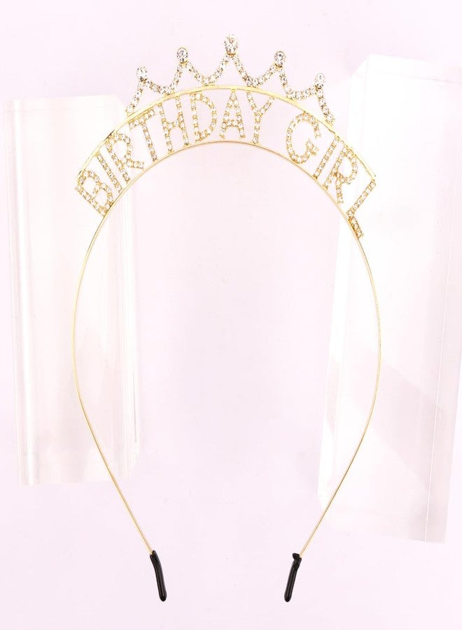 Exacoo Birthday Girl Crown Headband for Girls,Rhinestone Birthday Tiara for Little Girls Princess Crown Hair Accessories Tiaras (Gold) - Image 5