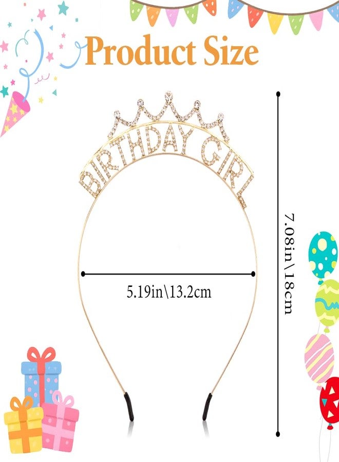 Exacoo Birthday Girl Crown Headband for Girls,Rhinestone Birthday Tiara for Little Girls Princess Crown Hair Accessories Tiaras (Gold) - Image 3