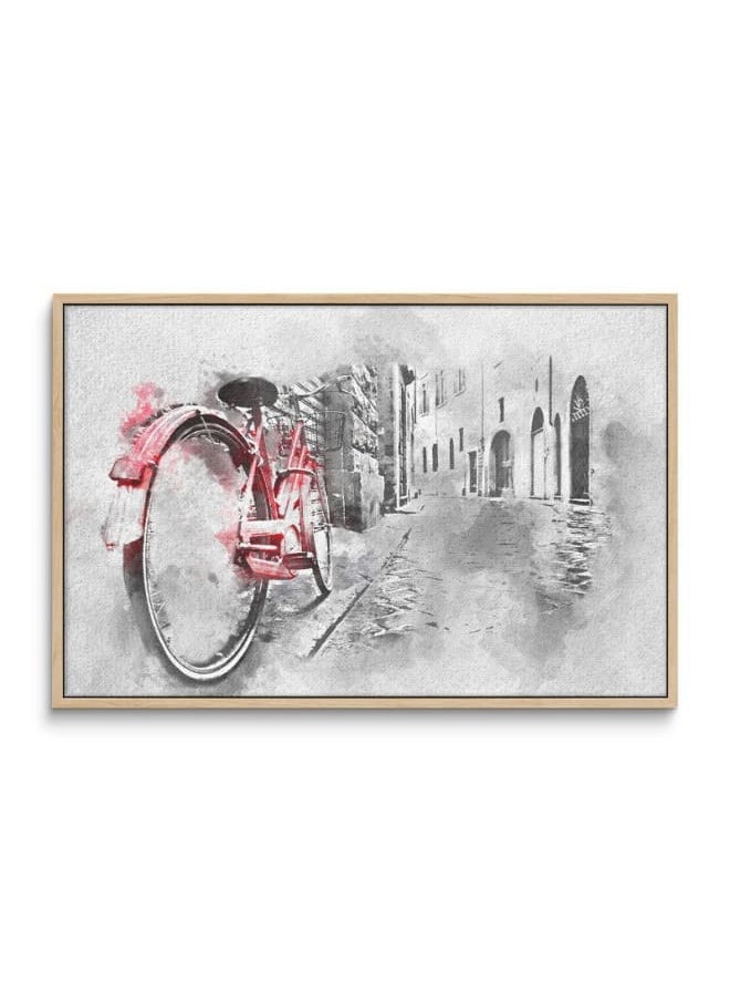 Home Gallery Abstract Framed Portrait of retro vintage red bike on street 120x80  - Image 3