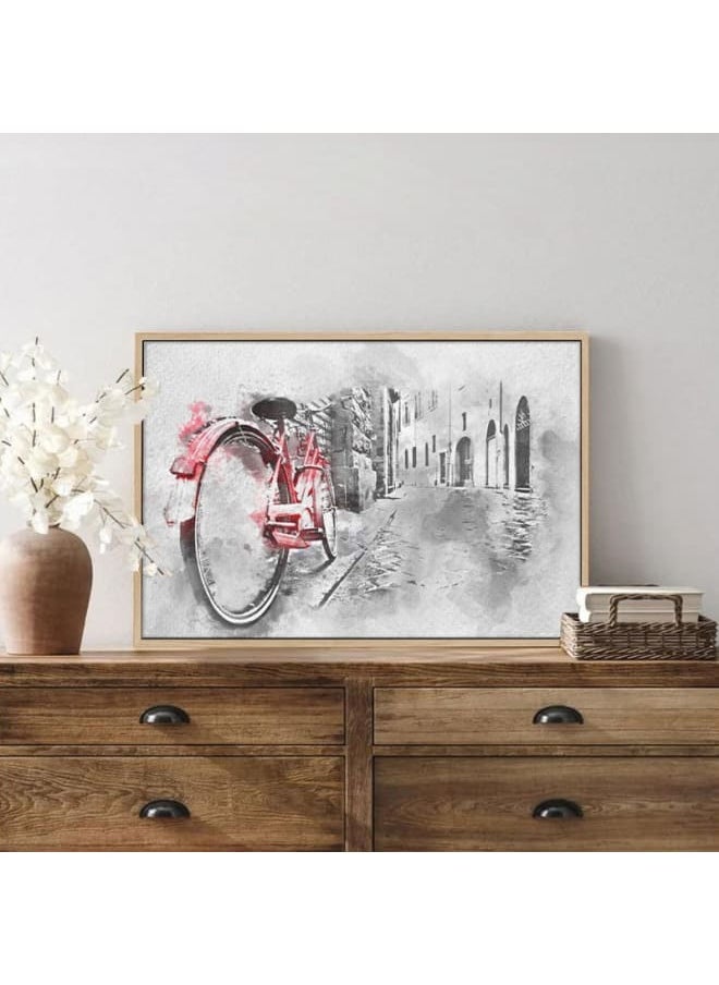 Home Gallery Abstract Framed Portrait of retro vintage red bike on street 120x80  - Image 4