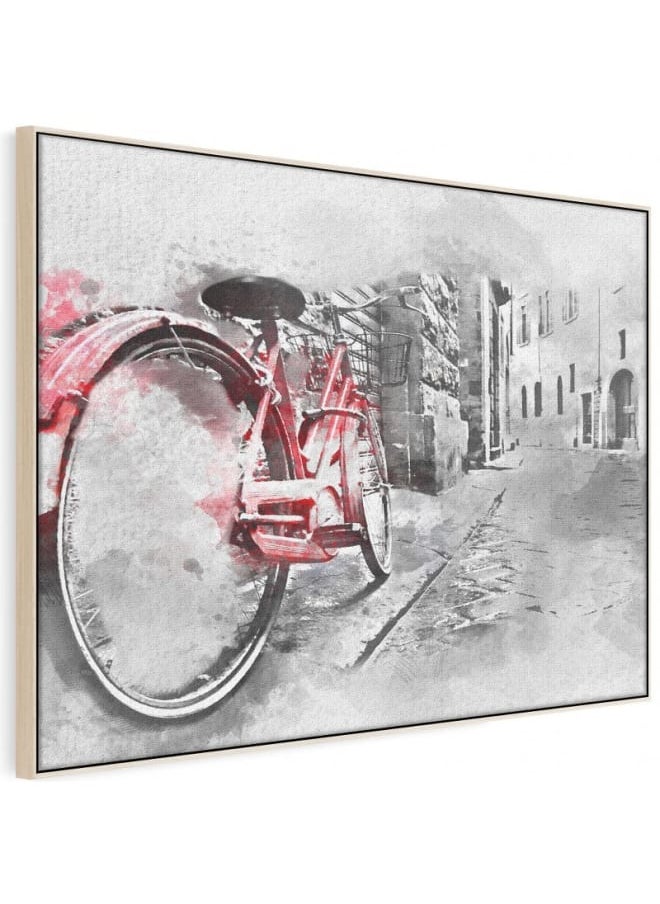 Home Gallery Abstract Framed Portrait of retro vintage red bike on street 120x80  - Image 5