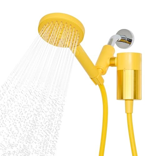 Sproos! Sproos Handheld Showerhead with Filter Set High Performance Filtration System for Healthier Hair and Skin Extra Long 70 Inch Hose 3 Customized Spray Functions Yellow - Image 1