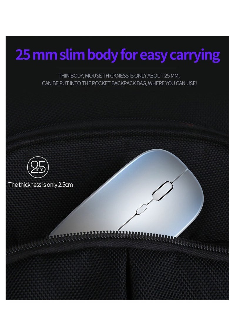 Wireless Rechargeable Gaming Mouse Racing Mouse With USB Receiver 2.4GHz Transmission Silver  - Image 4