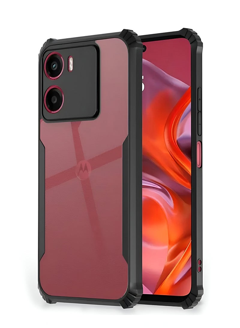 دبليو تيك حوالي موتورولا موتو G05 4G / موتورولا موتو E15 4G 2025 غلاف حامي هجين من السيليكون TPU مع حواف درع مرتفعة (MCAPSA) - شفاف/أسود - Image 1