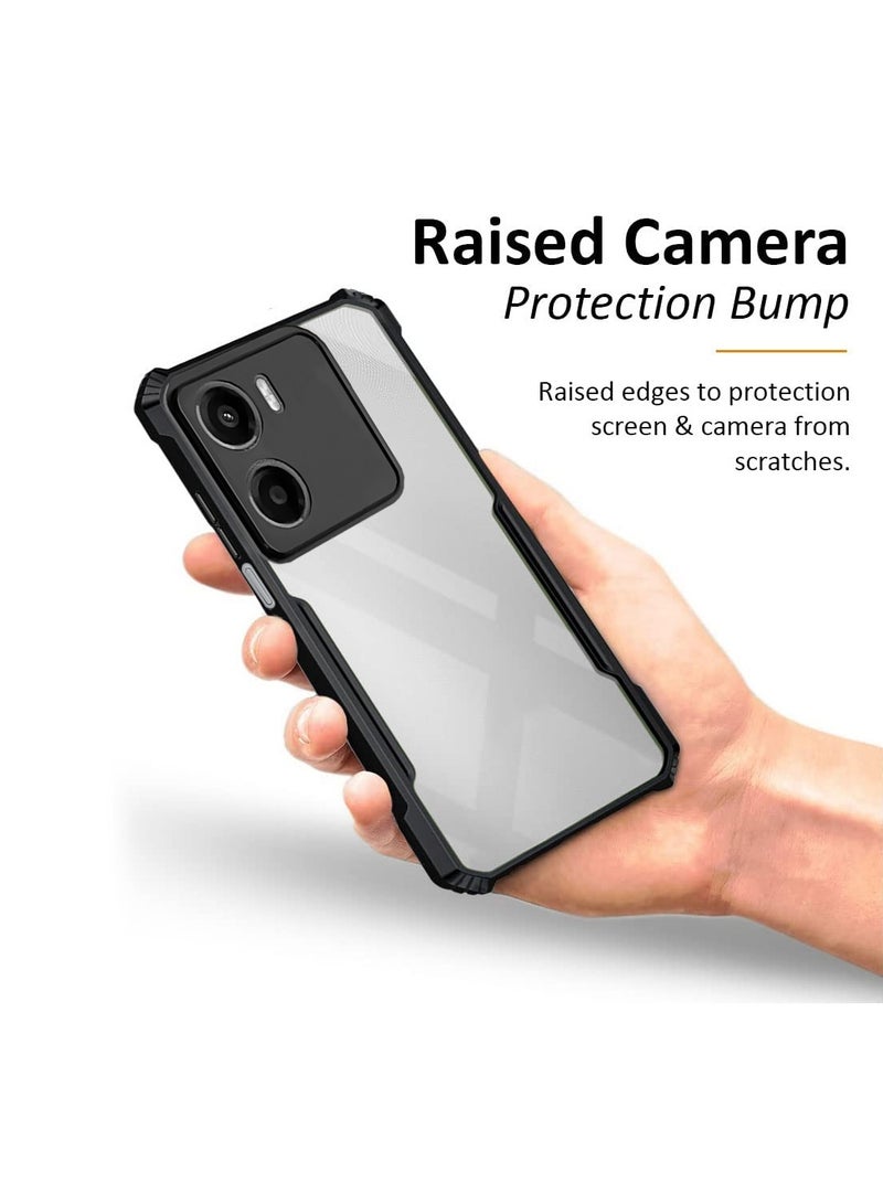 دبليو تيك حوالي موتورولا موتو G05 4G / موتورولا موتو E15 4G 2025 غلاف حامي هجين من السيليكون TPU مع حواف درع مرتفعة (MCAPSA) - شفاف/أسود - Image 2