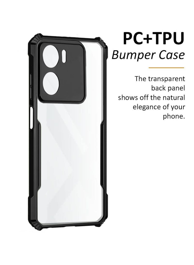 دبليو تيك حوالي موتورولا موتو G05 4G / موتورولا موتو E15 4G 2025 غلاف حامي هجين من السيليكون TPU مع حواف درع مرتفعة (MCAPSA) - شفاف/أسود - Image 3