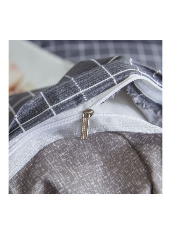 NIBEMINENT 4-Piece Luxury Jacquard Duvet Cover Set Combination Grey/Beige/White - Image 4