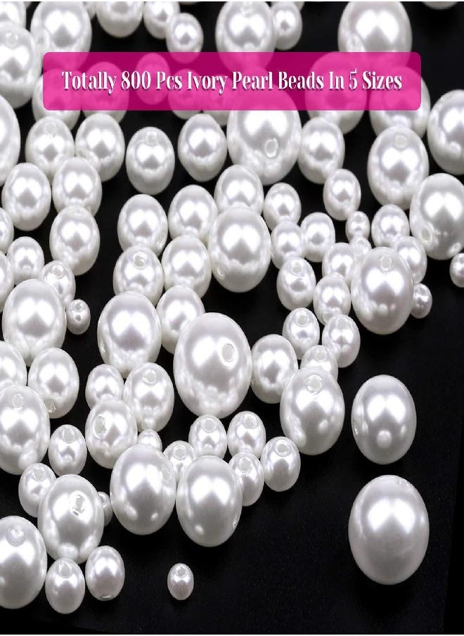 anezus Pearl Beads, Anezus 800pcs Ivory Pearl Craft Beads Loose Pearls for Jewelry Making, Crafts, Decoration and Vase Filler (Assorted Sizes)  - Image 3