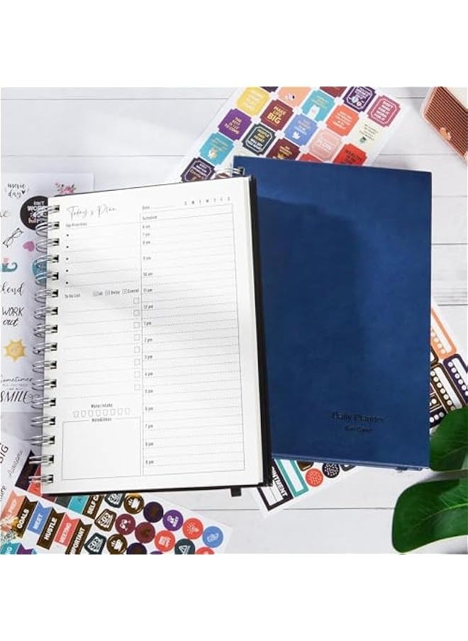 TRASSLE Leather Daily Planner Undated, Undated Daily Planner with Hourly Schedule, Elastic closure, A5 5.5"x 8.5" To-Do List Hard Cover Spiral Notebook Appointments Planner Notebook  - Image 5