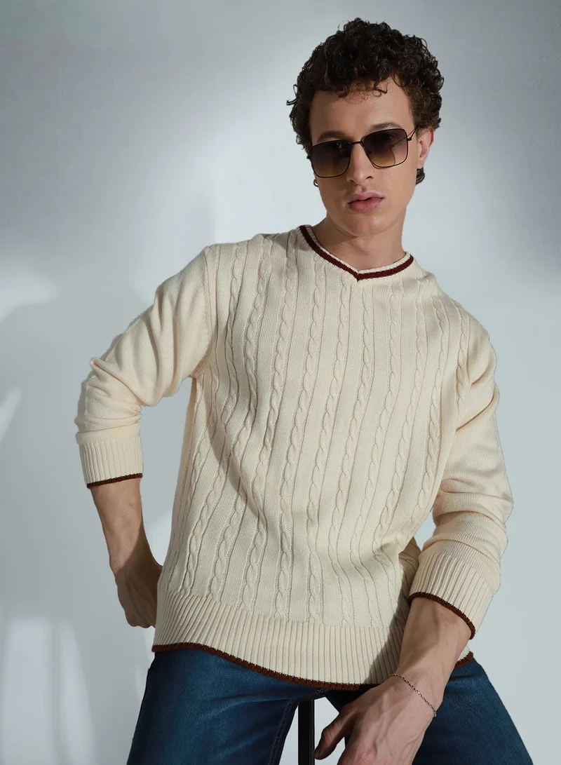 Hubberholme White Sweater For Men