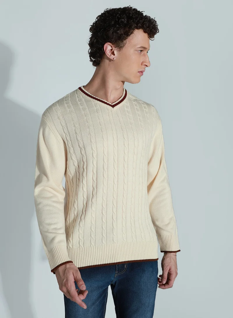 Hubberholme White Sweater For Men
