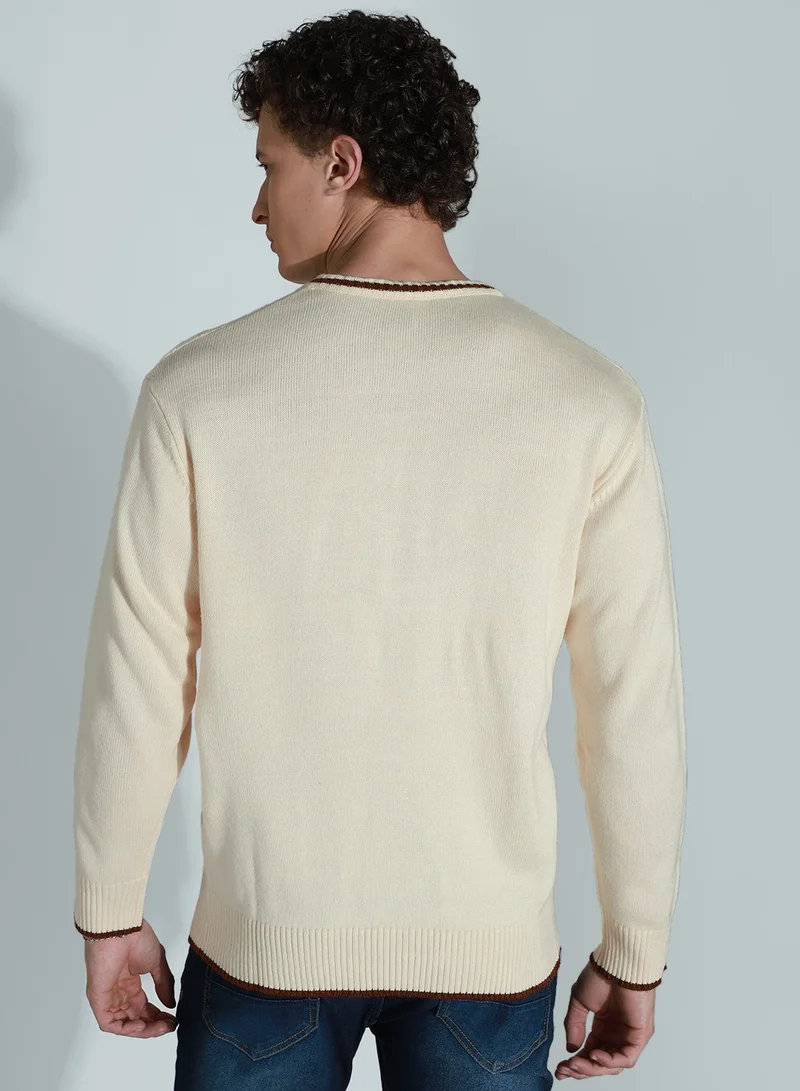 Hubberholme White Sweater For Men