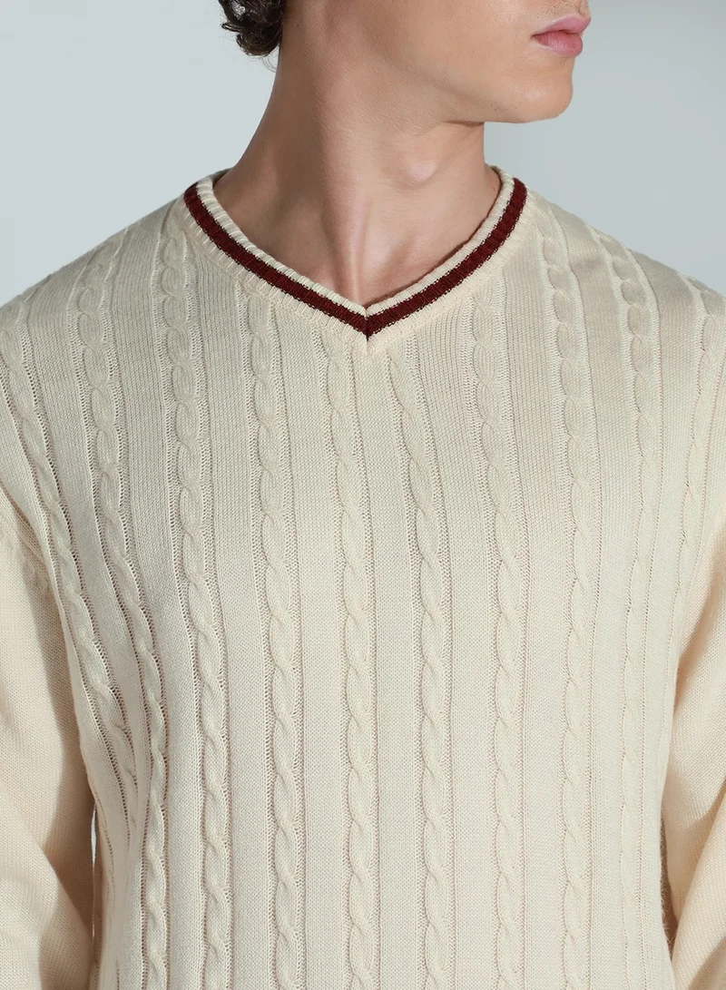 Hubberholme White Sweater For Men