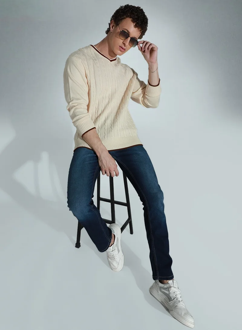 Hubberholme White Sweater For Men