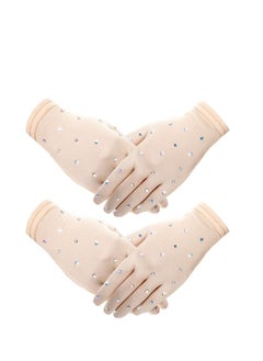 2 Pairs Figure Skating Gloves with Rhinestone Decoration Ice Skating Gloves for Women Girls Winter Skate Competition Accessories Test Show Practice Performance Dance, Medium Size