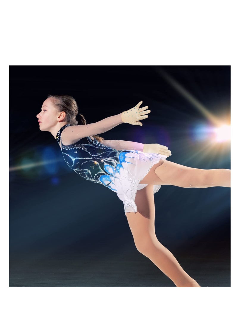 SYOSI - 2 Pairs Figure Skating Gloves with Rhinestone Decoration Ice Skating Gloves for Women Girls Winter Skate Competition Accessories Test Show Practice Performance Dance, Medium Size - Image 1