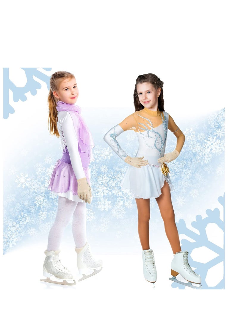 SYOSI - 2 Pairs Figure Skating Gloves with Rhinestone Decoration Ice Skating Gloves for Women Girls Winter Skate Competition Accessories Test Show Practice Performance Dance, Medium Size - Image 1