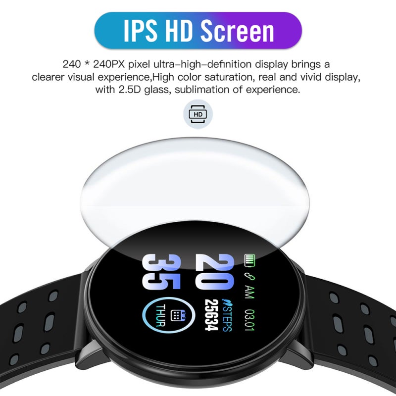Fitness Tracker: Green Silicone Skin-Friendly Band - IP68 Waterproof 24h Heart Rate Monitor Smart Watch for Daily Fitness, Sleep Tracking & Activity Monitoring - Image 4