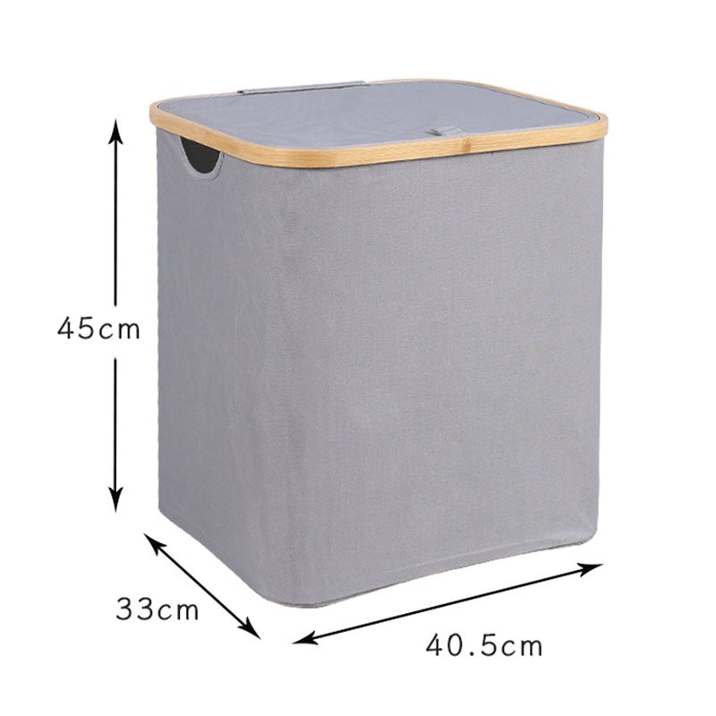 Dirty Clothes Basket For Bedroom With Inner Bag And Lid, Foldable Bamboo Dirty Clothes Storage Basket, Large Dirty Clothes Hamper For Bathroom - Image 1