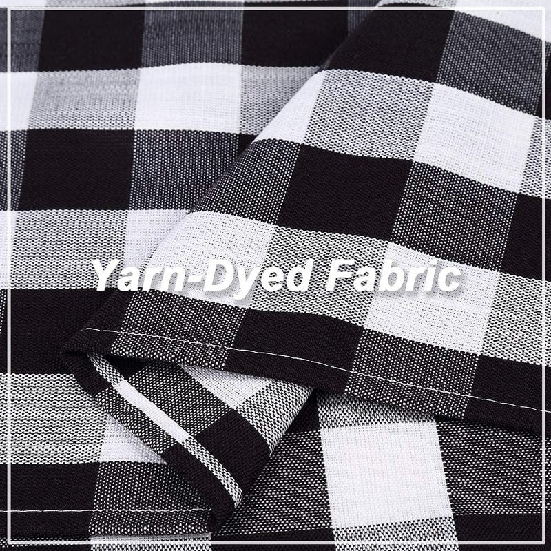 Amzdecor Buffalo Check Tier Curtains for Kitchen, Thick Yarn Dyed Buffalo Plaid Gingham Rod Pocket Farmhouse Cafe Bathroom Drapes, Short Kitchen Window Curtains, 28" W x 30" L, Black/White, Set of 2 - Image 3