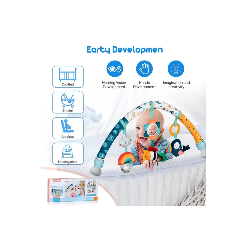 SOLARAE Baby Stroller Musical Animal Arch Toys, Detachable Activity Arch for Bassinet and Crib Baby Mobile with Musical Animal Arch Stroller Arch with Rattles BB Squeaker Teether for Bassinet Crib - Image 3