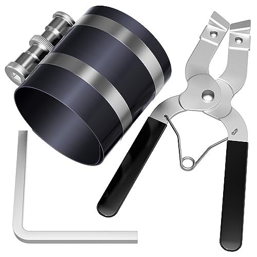 Moker Piston Ring Compressor Tool,Car Engine Piston Ring Installer Removal Kit，Adjustable Sizes From 2-1/8 Inches To 7 Inches (53mm - 175mm) with Piston Installer Plier - Image 2