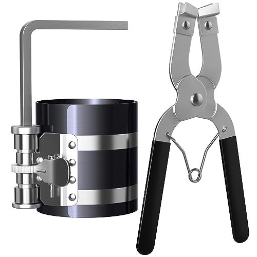 Moker Piston Ring Compressor Tool,Car Engine Piston Ring Installer Removal Kit，Adjustable Sizes From 2-1/8 Inches To 7 Inches (53mm - 175mm) with Piston Installer Plier - Image 3