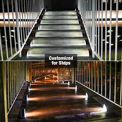 VOLISUN Solar Stair Lights 8 Pack, Solar Step Lights Waterproof IP67, Outdoor Step Light with 13 LEDs, Outdoor Lighting Decor for Yard Stair, Patio, Front Step, Front Porch and Deck(Cool White) - Image 3