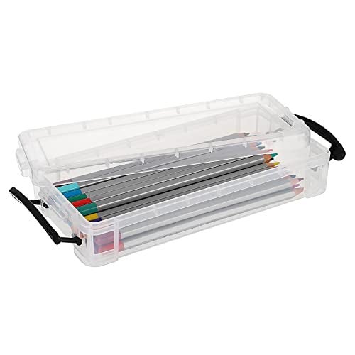BTSKY Set of 6 Large Capacity Pencil Box, Office Supplies Storage Organizer, Brush Painting Pencils Container for Watercolor Pens and Drawing Tools (Black) - Image 2