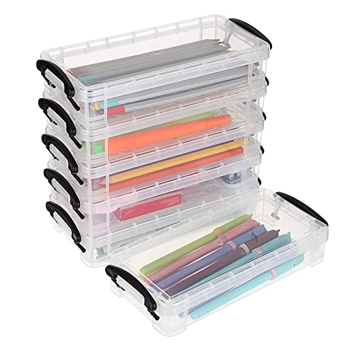 BTSKY Set of 6 Large Capacity Pencil Box, Office Supplies Storage Organizer, Brush Painting Pencils Container for Watercolor Pens and Drawing Tools (Black) - Image 1