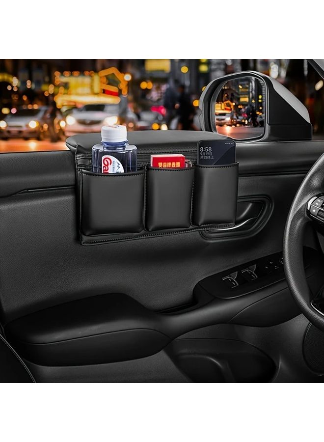 Large Red Faux Leather Car Window Storage Bag Vehicle Door Pocket Organizer Universal Fit - Image 4