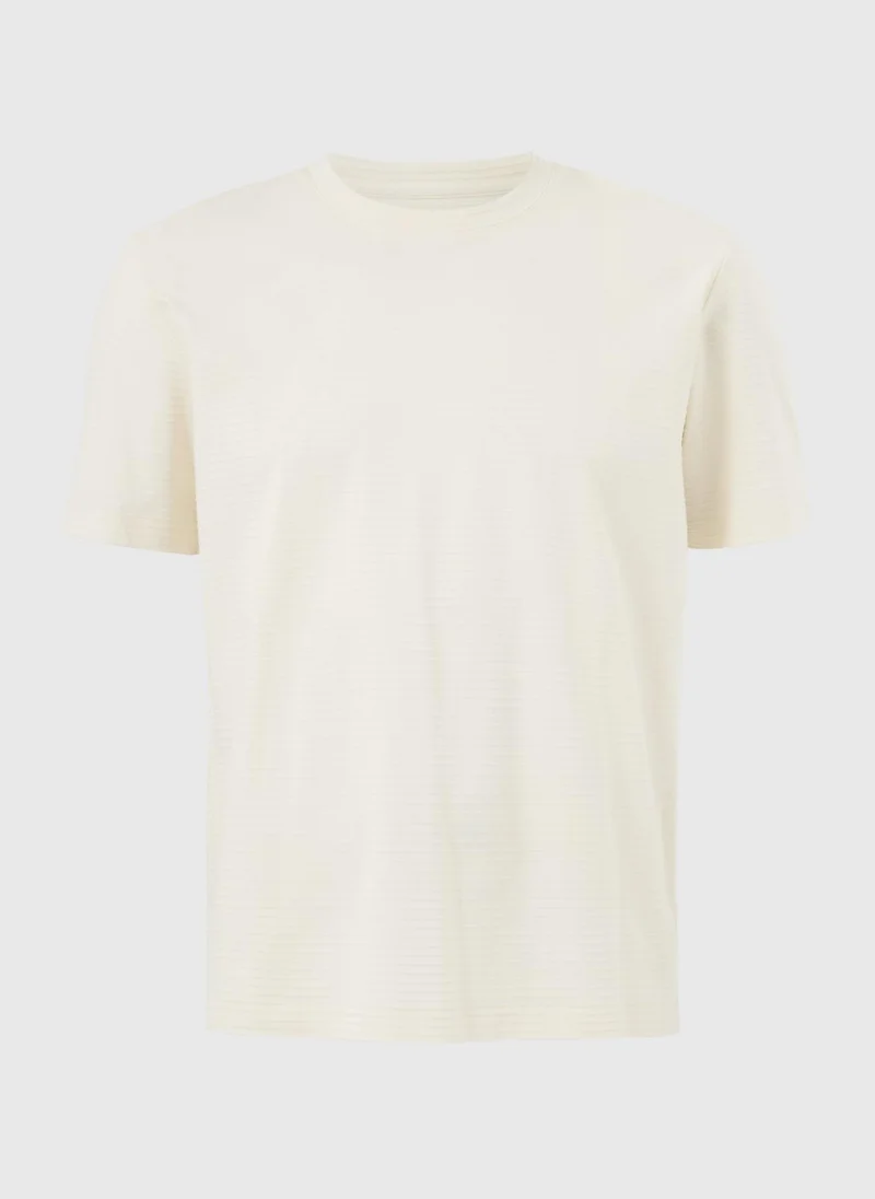 Matalan White Ecru Textured T-Shirt for Men | Best Price UAE