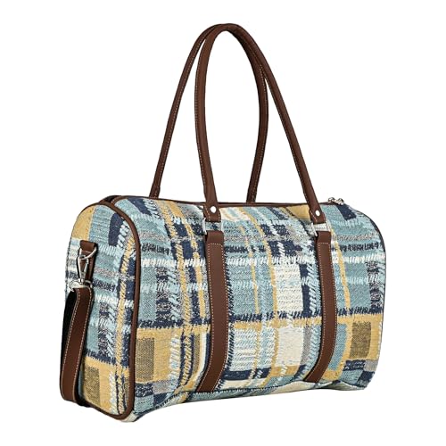 ENSAC Premium Duffle Bag for Travel for Men and Women Made of Cotton/Jacquard with Cabin Holiday Bag (Blue) - Image 1