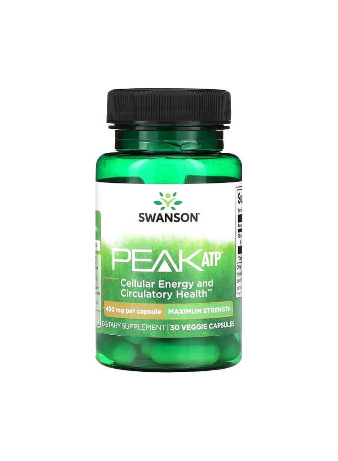 SWANSON Peak ATP, Maximum Strength, 400 mg, 30 Veggie Capsules
