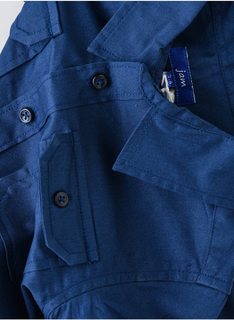JAM - Boys Blue Casual Shirt with Roll-Up Sleeves - Image 1