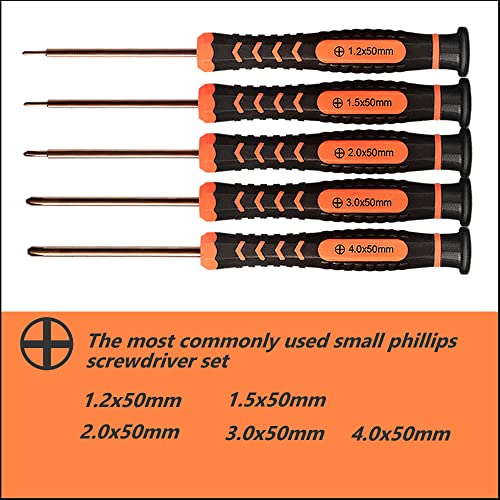 TECKMAN Small Phillips Screwdriver Set,TECKMAN 5 Piece Repair Tools Kit for Steam Deck with 1.2mm,1.5mm,2.0mm,3.0mm,4.0mm The Most Commonly Used Phillips Screwdrivers - Image 2