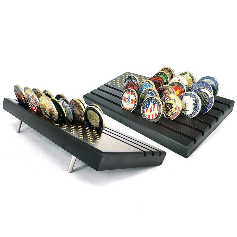 Aomcisi 6 Rows Coin Holder Challenge Coin Display Stand Military Coin Holder Holds 3640 Coins