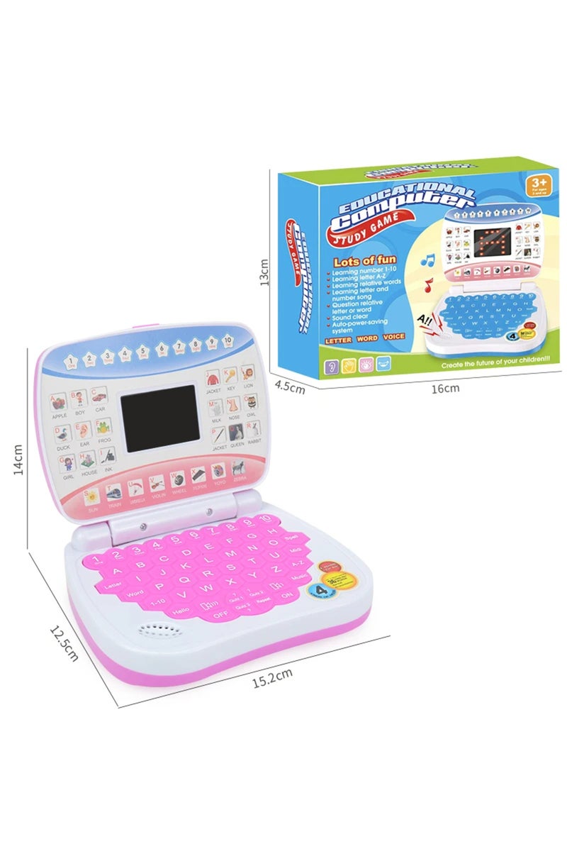 Pink Learning Machine Laptop Computer Child Electronic Preschool Language Education Toys Gift Toddle