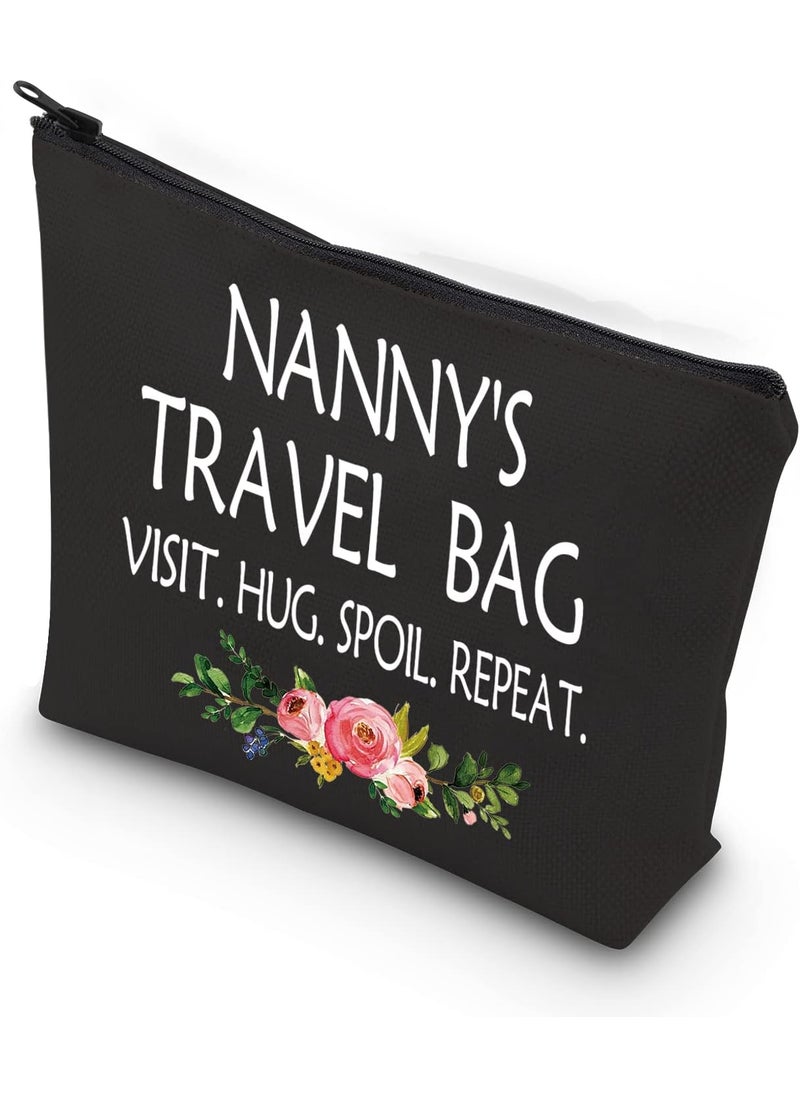 WCGXKO - WCGXKO Nanny Gift Mother's Day Gift for Nanny Grandma Travel Gift Toiletry Bag Nanny Gift from Grandchildren (NANNY'S TRAVEL black) - Image 1