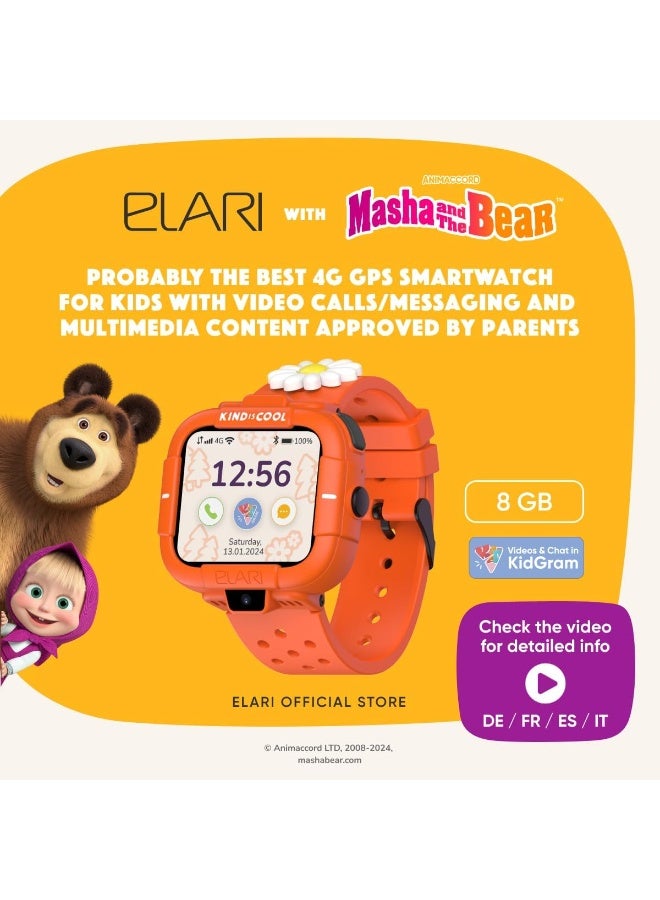 إيلاري ساعة Elari KidPhone ماشا والدب الذكية للأطفال - هاتف ذكي مزود بتقنية 4G ونظام تحديد المواقع العالمي (GPS) للأولاد والبنات، تطبيق KidGram Messenger بمحتوى آمن، مكالمات صوتية ومرئية ثنائية الاتجاه، لون أحمر - Image 2