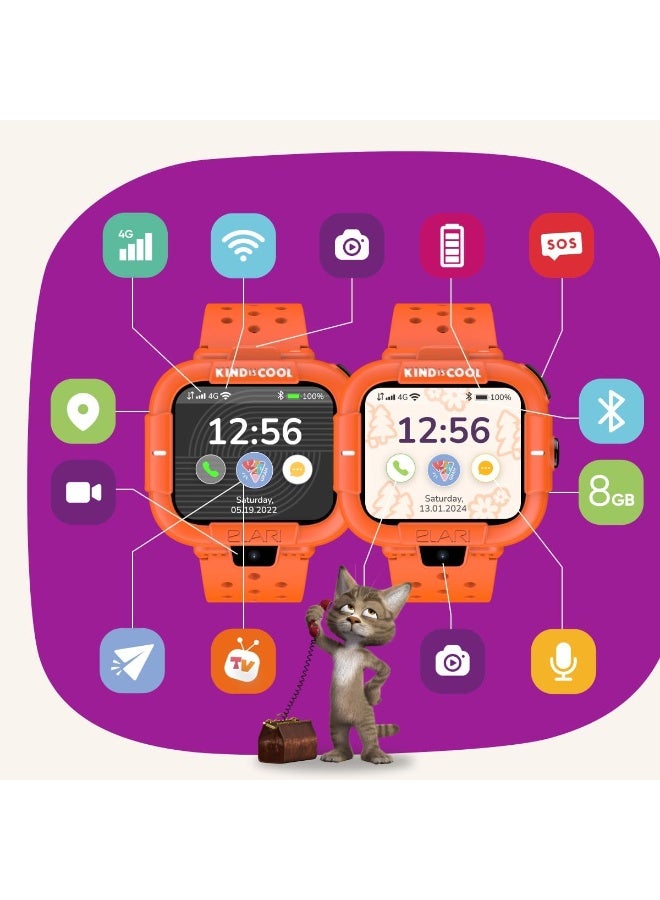 إيلاري ساعة Elari KidPhone ماشا والدب الذكية للأطفال - هاتف ذكي مزود بتقنية 4G ونظام تحديد المواقع العالمي (GPS) للأولاد والبنات، تطبيق KidGram Messenger بمحتوى آمن، مكالمات صوتية ومرئية ثنائية الاتجاه، لون أحمر - Image 3