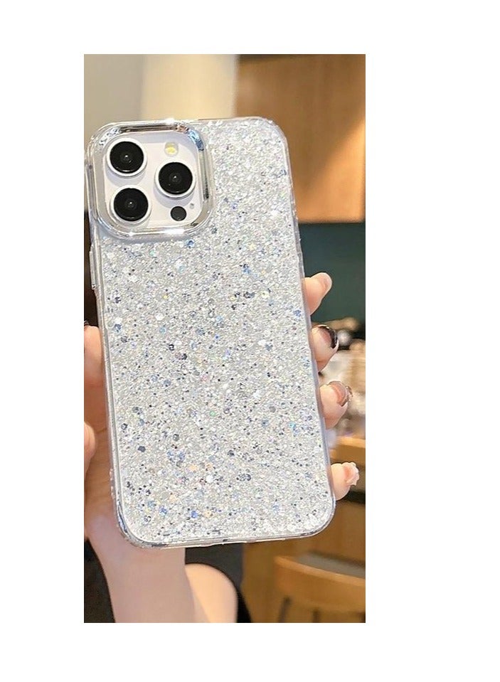 Glitter Resin Clear Case for iPhone 16 Pro – Shiny, Stylish, Shockproof, Transparent Design - Image 3