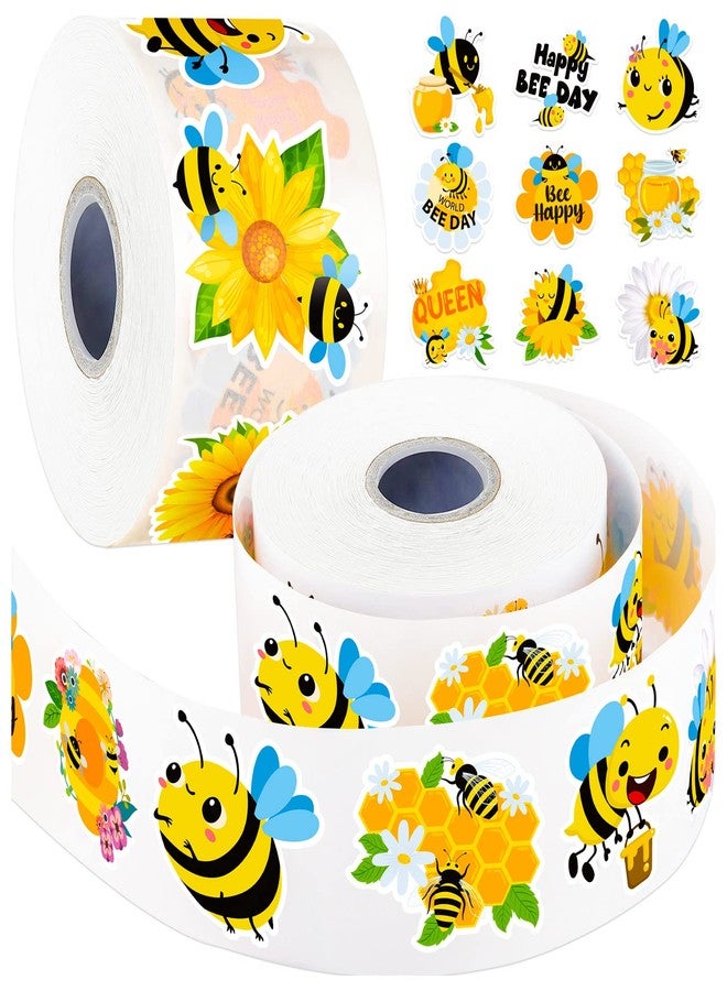 TORINALITAL 1200Pcs Bee Stickers for Kids, 1.5 inch Bee Theme Stickers, Cute Honey Sticks and Sunflower for Birthday, Baby Shower, Teacher Reward, Bicycles(16 Styles) - Image 1